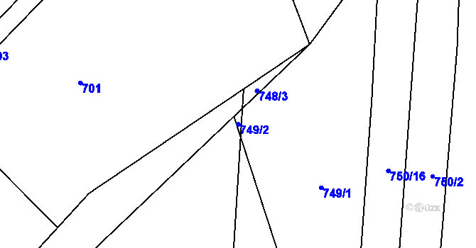 Parcela st. 749/2 v KÚ Rychvald, Katastrální mapa