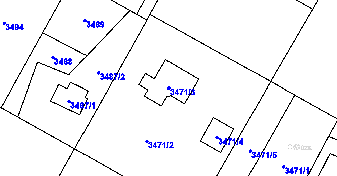 Parcela st. 3471/3 v KÚ Rychvald, Katastrální mapa