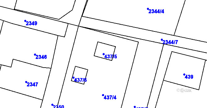Parcela st. 437/5 v KÚ Rychvald, Katastrální mapa