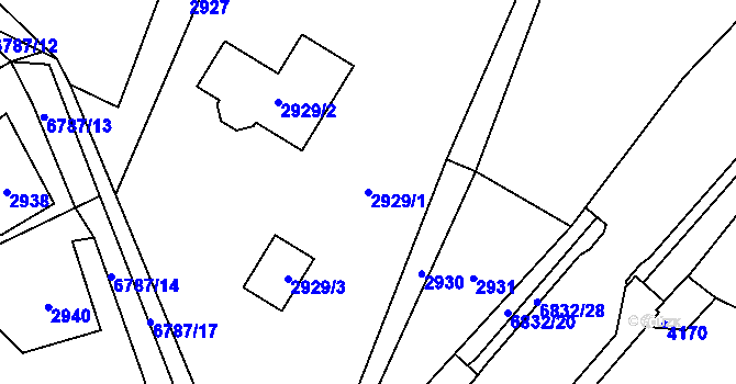 Parcela st. 2929/1 v KÚ Rychvald, Katastrální mapa