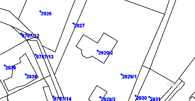 Parcela st. 2929/2 v KÚ Rychvald, Katastrální mapa