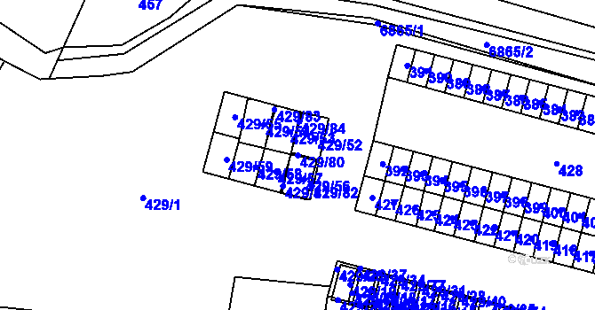 Parcela st. 429/80 v KÚ Rychvald, Katastrální mapa