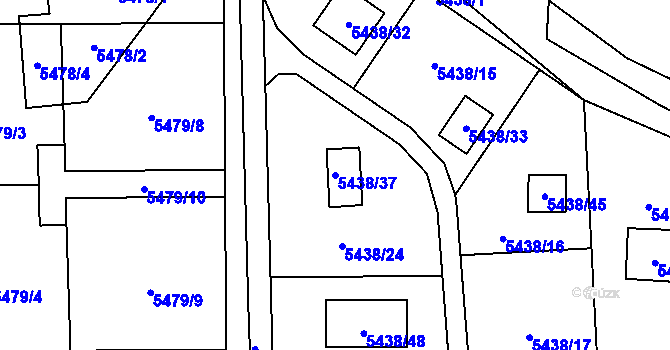 Parcela st. 5438/37 v KÚ Rychvald, Katastrální mapa