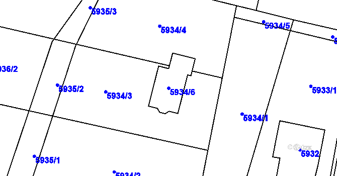 Parcela st. 5934/6 v KÚ Rychvald, Katastrální mapa