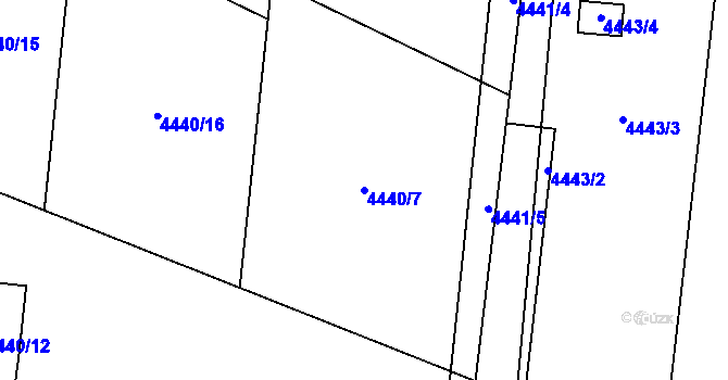 Parcela st. 4440/7 v KÚ Rychvald, Katastrální mapa