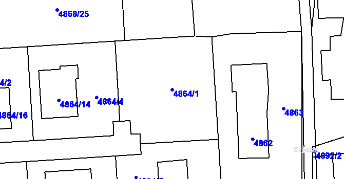 Parcela st. 4864/1 v KÚ Rychvald, Katastrální mapa
