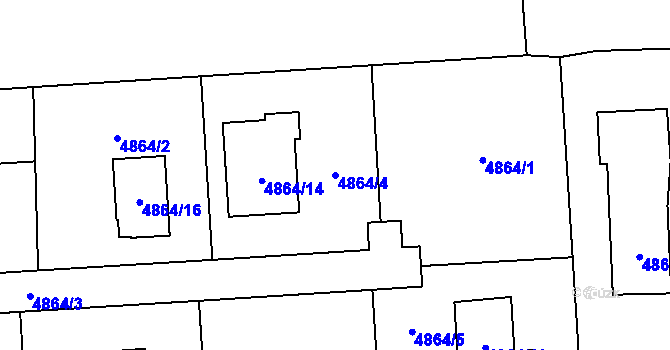 Parcela st. 4864/4 v KÚ Rychvald, Katastrální mapa