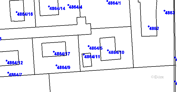 Parcela st. 4864/5 v KÚ Rychvald, Katastrální mapa