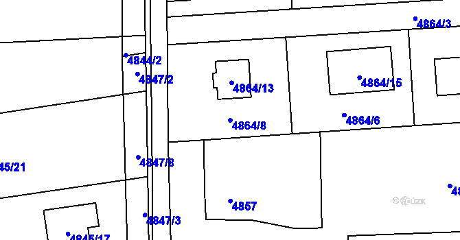Parcela st. 4864/8 v KÚ Rychvald, Katastrální mapa