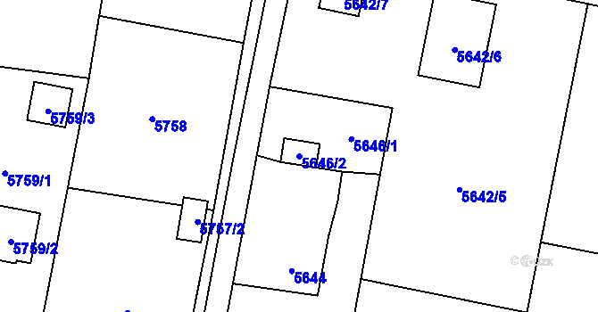 Parcela st. 5646/2 v KÚ Rychvald, Katastrální mapa
