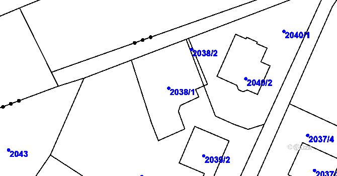 Parcela st. 2038/1 v KÚ Rychvald, Katastrální mapa