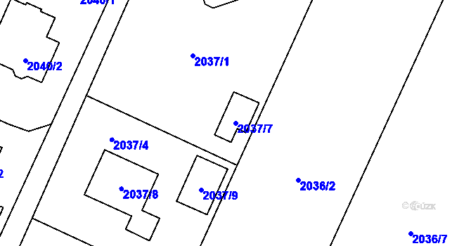 Parcela st. 2037/7 v KÚ Rychvald, Katastrální mapa
