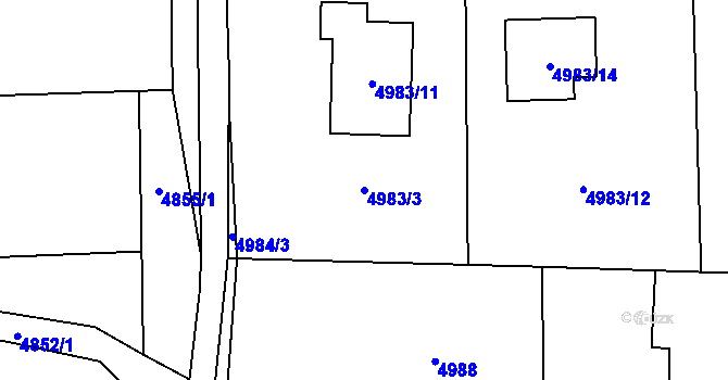 Parcela st. 4983/3 v KÚ Rychvald, Katastrální mapa