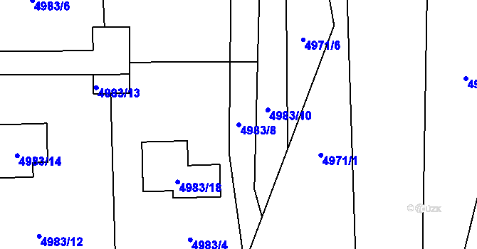 Parcela st. 4983/8 v KÚ Rychvald, Katastrální mapa