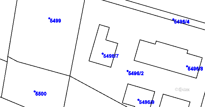 Parcela st. 5496/7 v KÚ Rychvald, Katastrální mapa