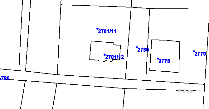 Parcela st. 2781/12 v KÚ Rychvald, Katastrální mapa