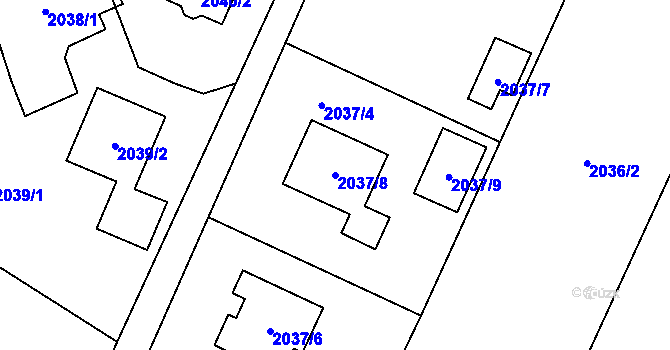 Parcela st. 2037/8 v KÚ Rychvald, Katastrální mapa