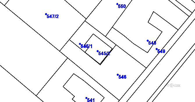 Parcela st. 545/2 v KÚ Rychvald, Katastrální mapa