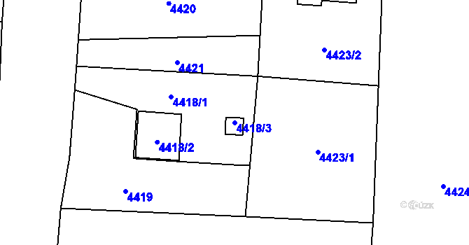 Parcela st. 4418/3 v KÚ Rychvald, Katastrální mapa