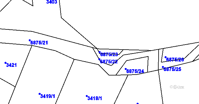 Parcela st. 6875/23 v KÚ Rychvald, Katastrální mapa