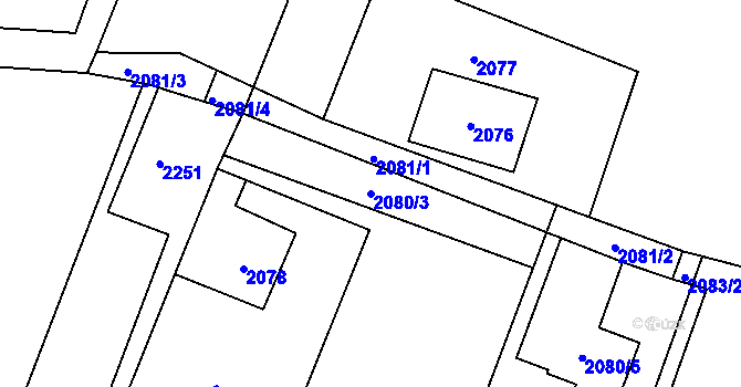 Parcela st. 2080/3 v KÚ Rychvald, Katastrální mapa