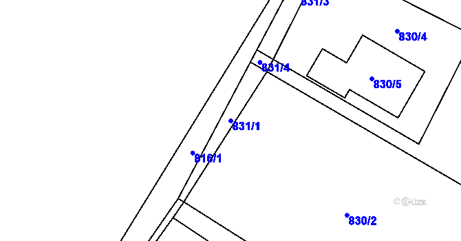 Parcela st. 831/1 v KÚ Rychvald, Katastrální mapa