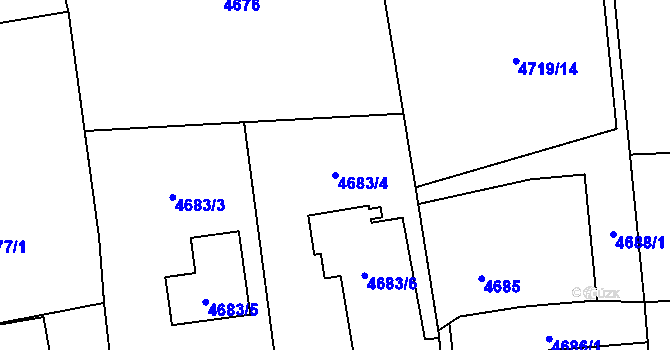 Parcela st. 4683/4 v KÚ Rychvald, Katastrální mapa