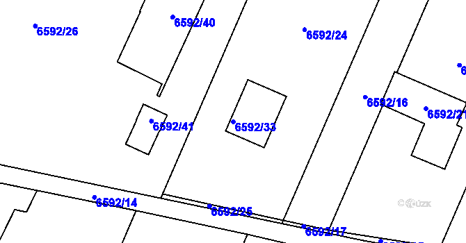Parcela st. 6592/33 v KÚ Rychvald, Katastrální mapa