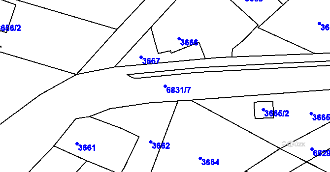 Parcela st. 6831/7 v KÚ Rychvald, Katastrální mapa