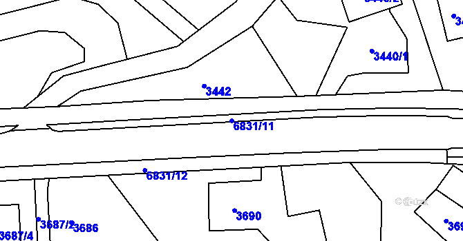 Parcela st. 6831/11 v KÚ Rychvald, Katastrální mapa
