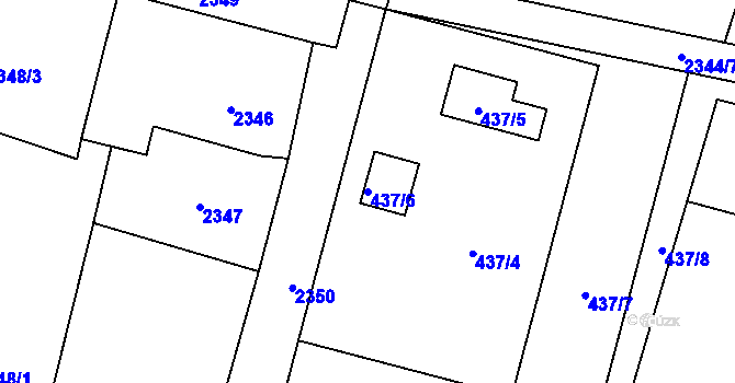 Parcela st. 437/6 v KÚ Rychvald, Katastrální mapa