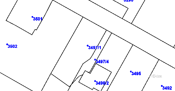 Parcela st. 3497/1 v KÚ Rychvald, Katastrální mapa