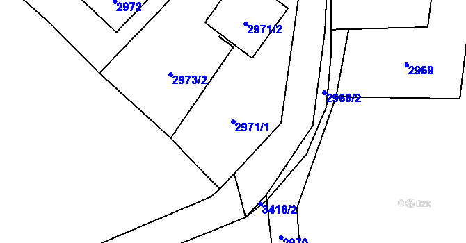 Parcela st. 2971/1 v KÚ Rychvald, Katastrální mapa