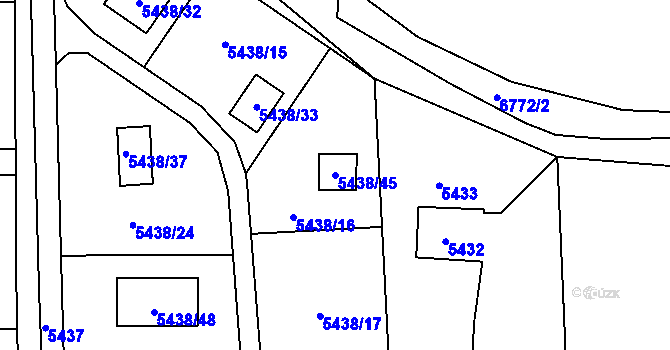 Parcela st. 5438/45 v KÚ Rychvald, Katastrální mapa