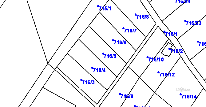 Parcela st. 716/5 v KÚ Rychvald, Katastrální mapa