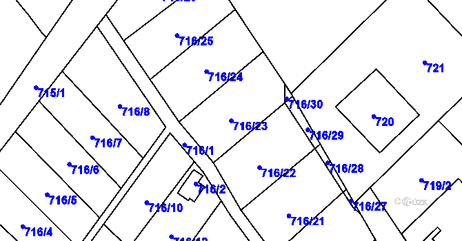 Parcela st. 716/23 v KÚ Rychvald, Katastrální mapa