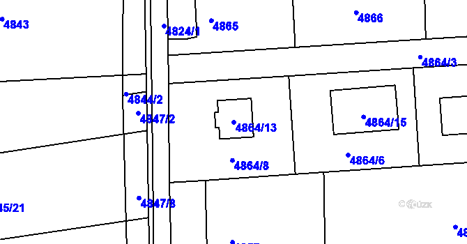 Parcela st. 4864/13 v KÚ Rychvald, Katastrální mapa