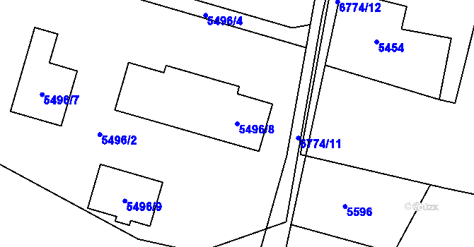 Parcela st. 5496/8 v KÚ Rychvald, Katastrální mapa