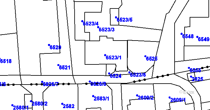 Parcela st. 6523/1 v KÚ Rychvald, Katastrální mapa