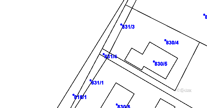 Parcela st. 831/4 v KÚ Rychvald, Katastrální mapa