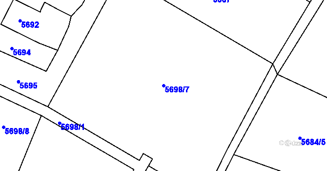 Parcela st. 5698/7 v KÚ Rychvald, Katastrální mapa