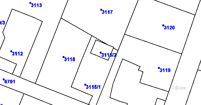Parcela st. 3115/2 v KÚ Rychvald, Katastrální mapa
