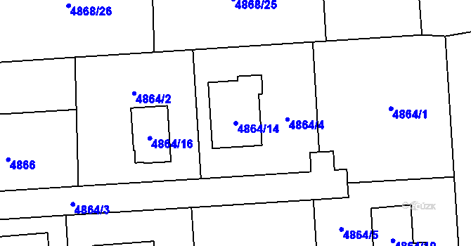 Parcela st. 4864/14 v KÚ Rychvald, Katastrální mapa