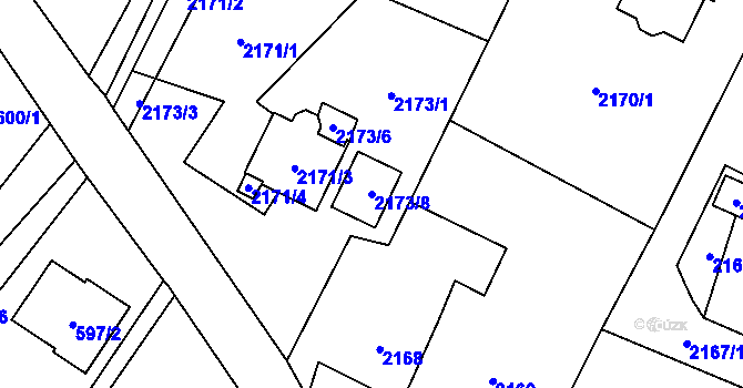 Parcela st. 2173/8 v KÚ Rychvald, Katastrální mapa
