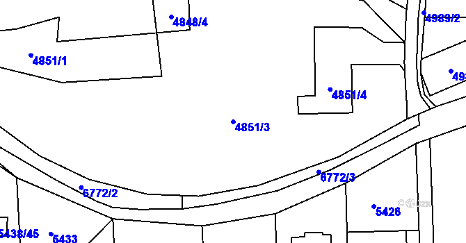 Parcela st. 4851/3 v KÚ Rychvald, Katastrální mapa