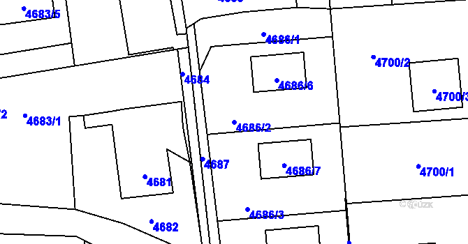 Parcela st. 4686/2 v KÚ Rychvald, Katastrální mapa