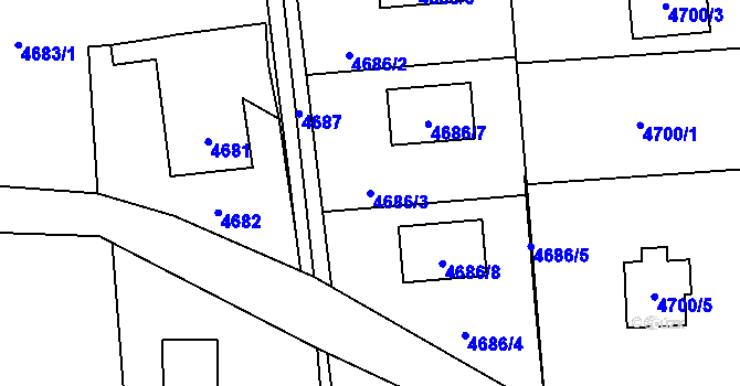 Parcela st. 4686/3 v KÚ Rychvald, Katastrální mapa