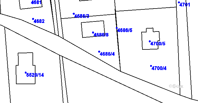 Parcela st. 4686/4 v KÚ Rychvald, Katastrální mapa