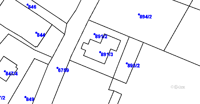 Parcela st. 891/3 v KÚ Rychvald, Katastrální mapa