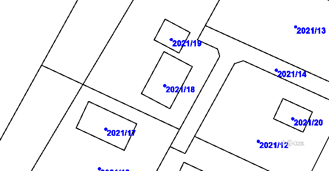 Parcela st. 2021/18 v KÚ Rychvald, Katastrální mapa